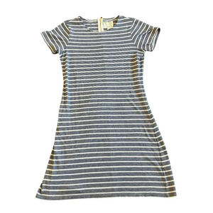 Sail to Sable STS Blue White Stripe Dress Crew Neck Stretch Size Medium Women's